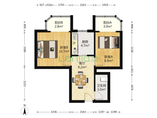 同仁新寓 2室1厅1卫 65平方