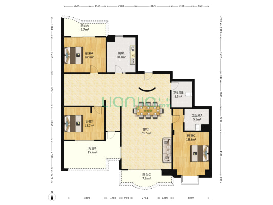 绿茵园小区 3室1厅2卫 188平方