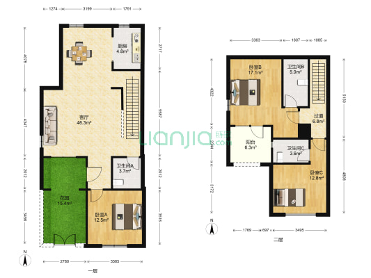 世茂意墅湾 3室1厅3卫 125平方