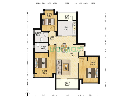好世凤翔苑 3室1厅2卫 117平方