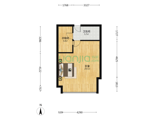 海纳尊邸 1室0厅1卫 57平方