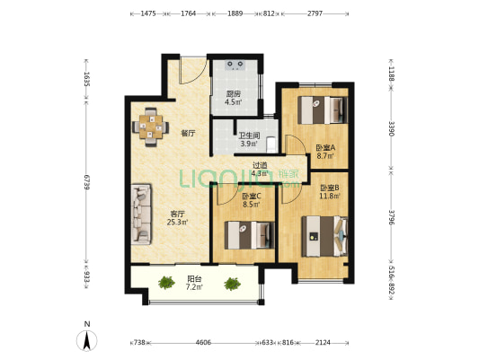 绿都青云赋春晓苑 3室1厅1卫 94平方