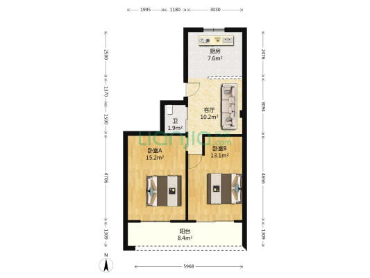 荣新路小区 2室1厅1卫 64平方