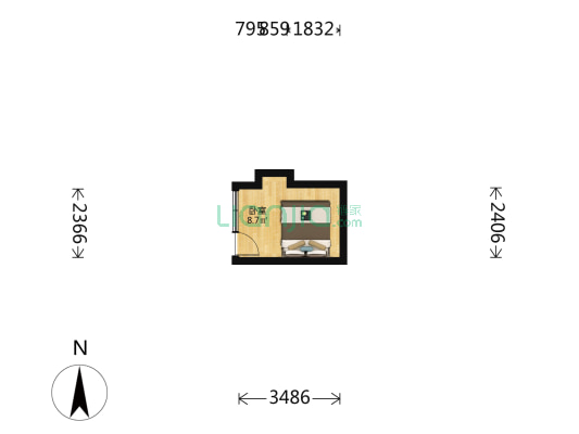 西四北头条 1室0厅0卫 12平方