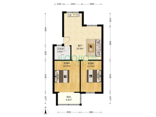 南京路小区 2室1厅1卫 78平方