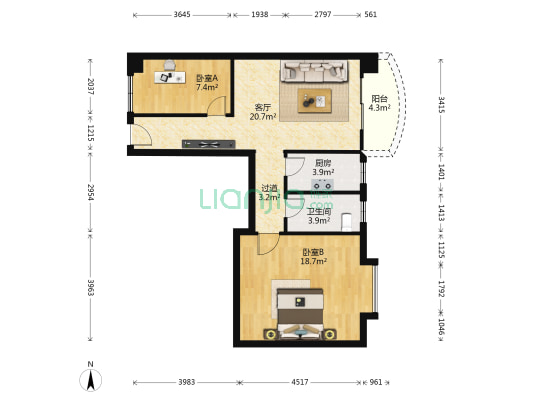 鸿中楼 2室1厅1卫 79平方