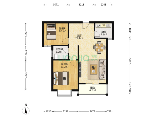 林溪苑 2室1厅1卫 89平方
