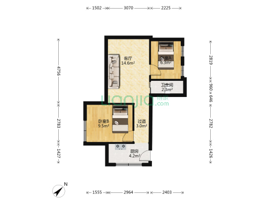 天隆里6到12号 2室1厅1卫 53平方