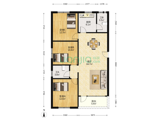 罗湖西一街 3室1厅2卫 109平方