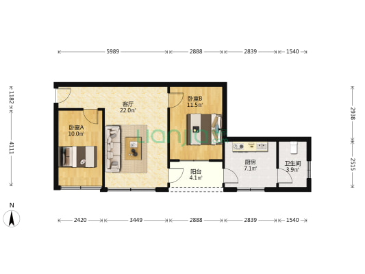 天佑六路 2室1厅1卫 73平方