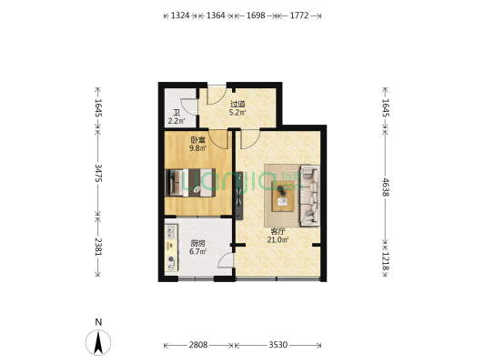 兰州渔种场家属院 1室1厅1卫 49平方