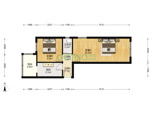 西邻村 2室0厅1卫 58平方
