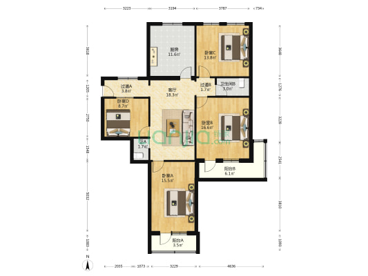 东交民巷13号院 4室1厅2卫 135平方