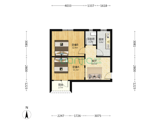南关街167号 2室1厅1卫 54平方