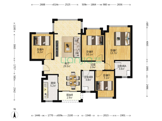 雅居乐万象郡 4室1厅2卫 109平方