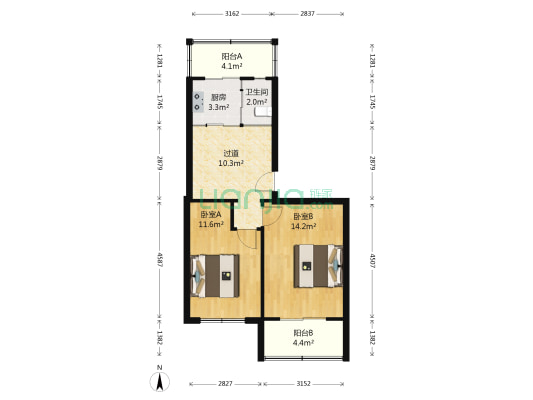 滑翔二区 2室0厅1卫 63平方