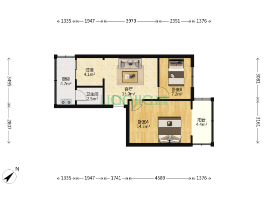 和顺苑西区 2室1厅1卫 53平方