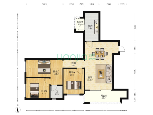 中南紫云集 3室1厅1卫 99平方