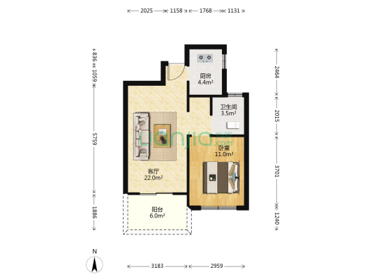 金昌苑 1室1厅1卫 63平方