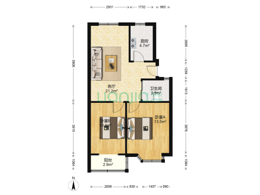 矿内新村 2室1厅1卫 77平方