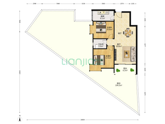 芳邻雅居 2室1厅1卫 80平方