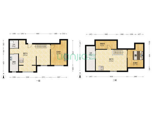 河联园E区 2室2厅2卫 117平方