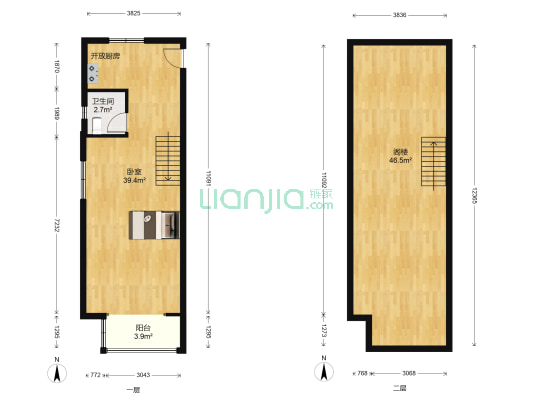 瑞景国际 1室0厅1卫 60平方