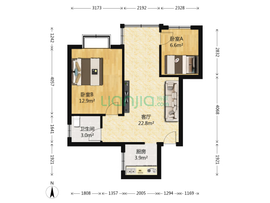 简爱Ⅱ期 2室1厅1卫 60平方