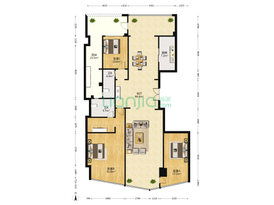 首座MAX 3室1厅2卫 210平方
