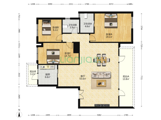 武侯金茂府二期 3室1厅2卫 153平方