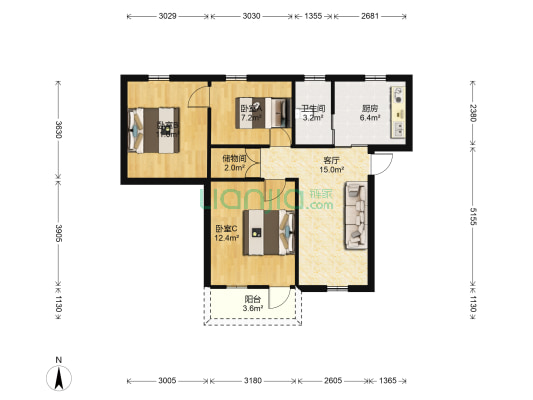 集贤南路164号 3室1厅1卫 80平方