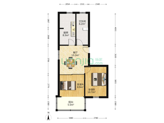 东苑小区 2室1厅1卫 57平方