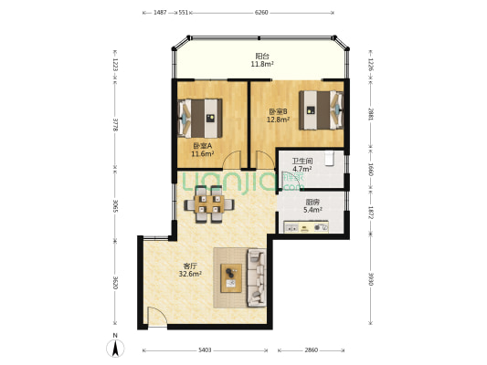 富华大厦 2室1厅1卫 95平方
