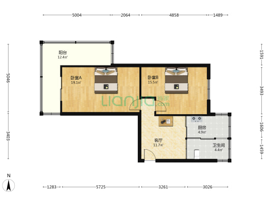 奖工南街 2室1厅1卫 86平方