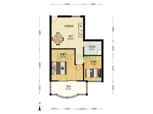 学院路312号 2室1厅1卫 62平方
