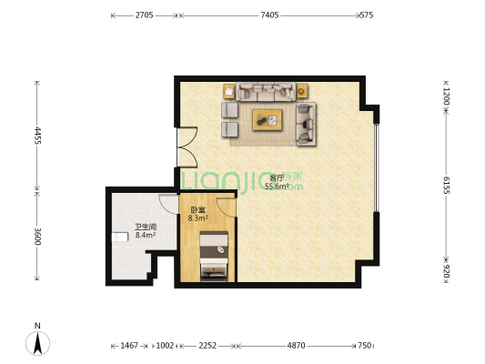 广丰大厦 1室1厅1卫 711平方