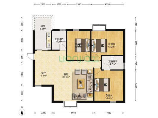 远泉之春 3室2厅2卫 120平方