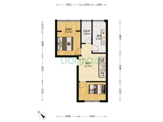 为民路89号 2室1厅1卫 53平方