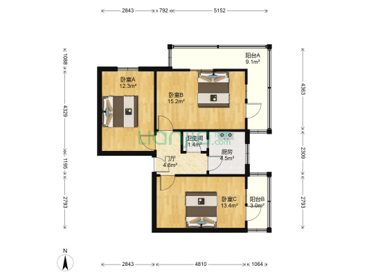 福建路 3室0厅1卫 76平方