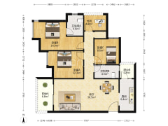 江北区双轻轨朝中庭4房，楼下丝路花街-重庆绿地新里樱园户型图