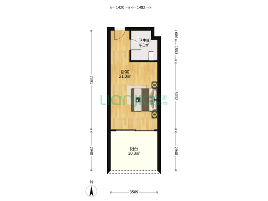 广州后花园 1室0厅1卫 41平方