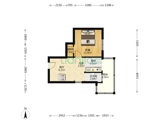 静安里(红桥区) 1室1厅1卫 26平方
