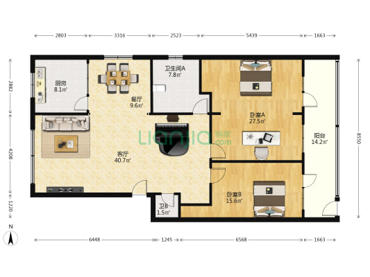 市治安交通分局家属院 2室2厅2卫 128平方