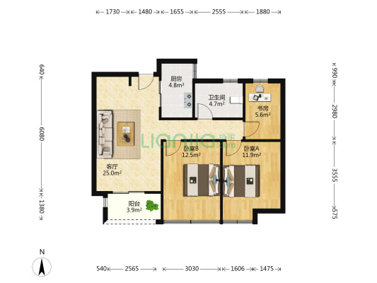 春风十里 3室1厅1卫 91平方