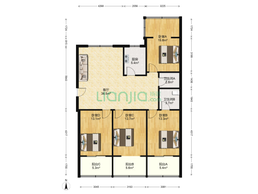 红墙巷24号 4室1厅2卫 142平方