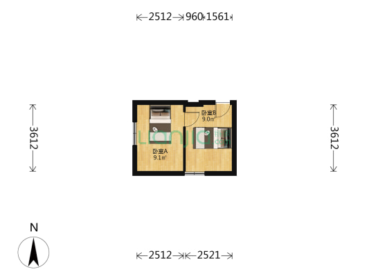 花园路 2室0厅0卫 22平方