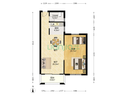 璀璨天元 1室1厅1卫 80平方