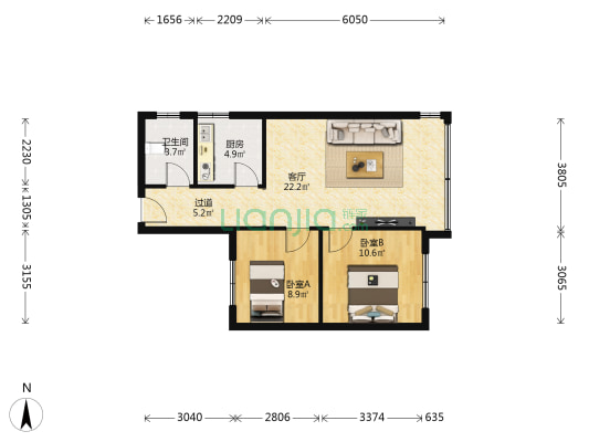 文化巷12号 2室1厅1卫 75平方