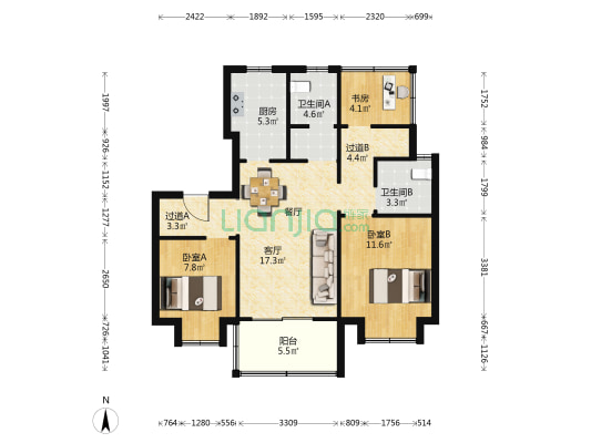 北城正荣府悦辰颂苑 3室1厅2卫 89平方