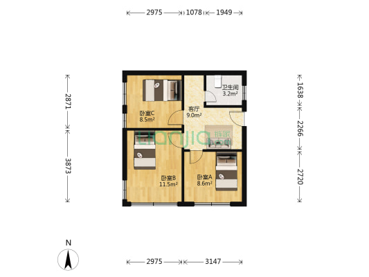 新华大厦 3室1厅1卫 51平方